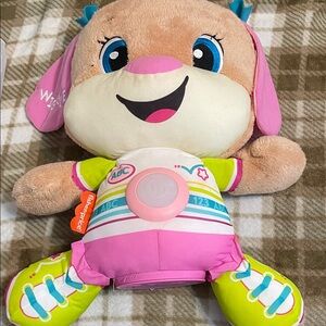Fisher-Price Plush Puppy Toy - Pink, Green, and Cream
